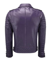 Men Biker Leather Jacket Purple SkinOutfit